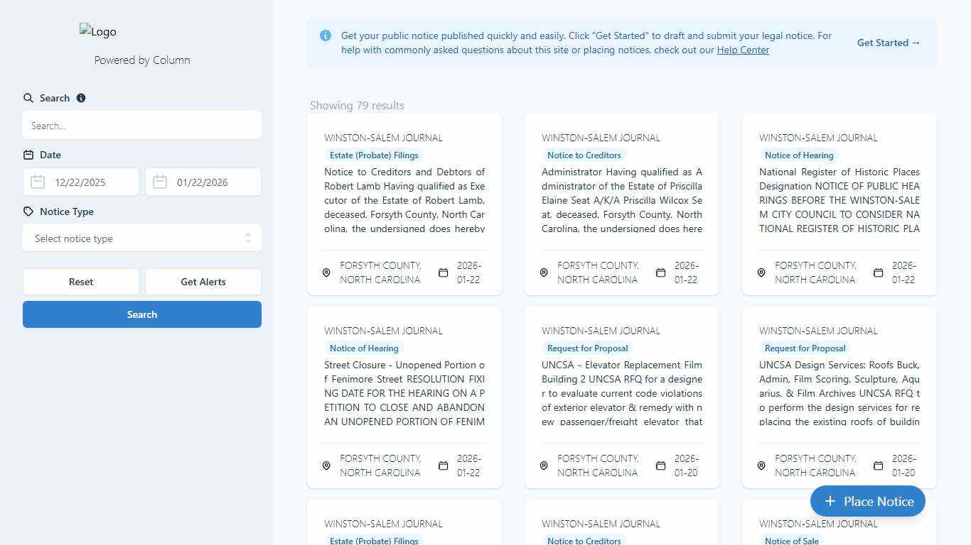 Public Notices Winston-Salem Journal
