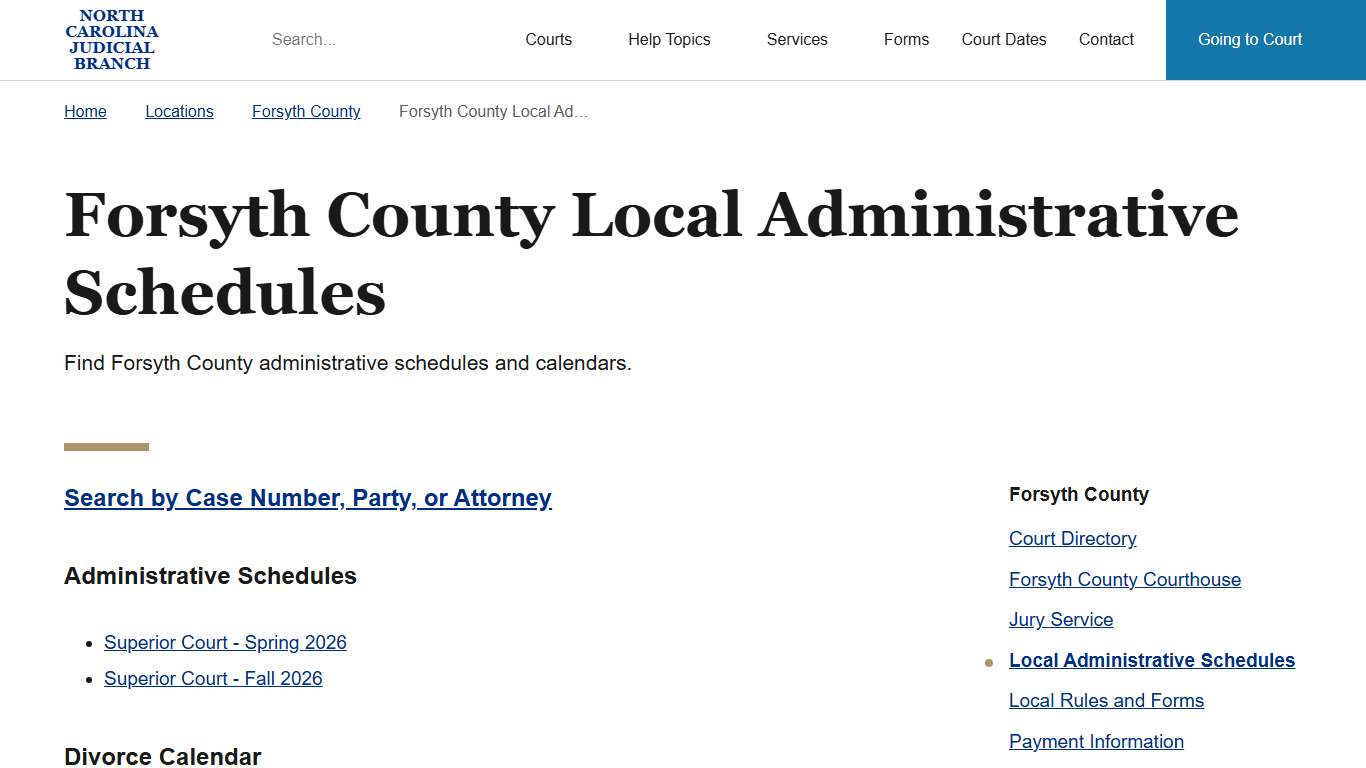 Forsyth County Local Administrative Schedules North Carolina Judicial Branch